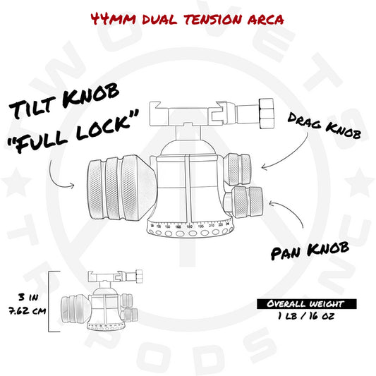 Two Vets 44mm Ballhead Dual Tension Arca