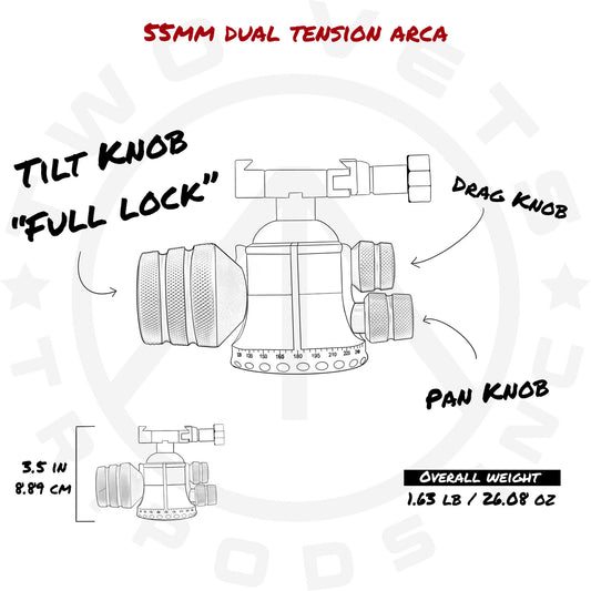 Two Vets 55mm Ballhead Dual Tension Arca