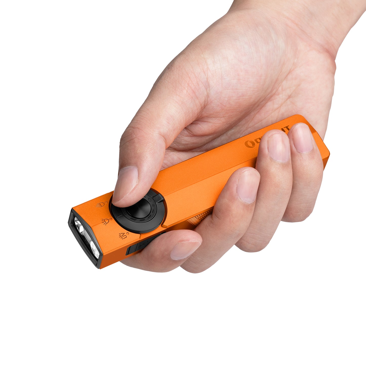 Olight ArkPro 3R CW  – Flat Unibody EDC Flashlight with Multi-Light Sources (Orange)