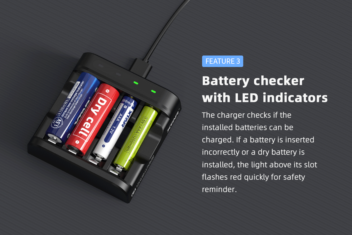XTAR AA CLR 4300 Rechargeable Batteries (4-pack) + Xtar L4 Charger
