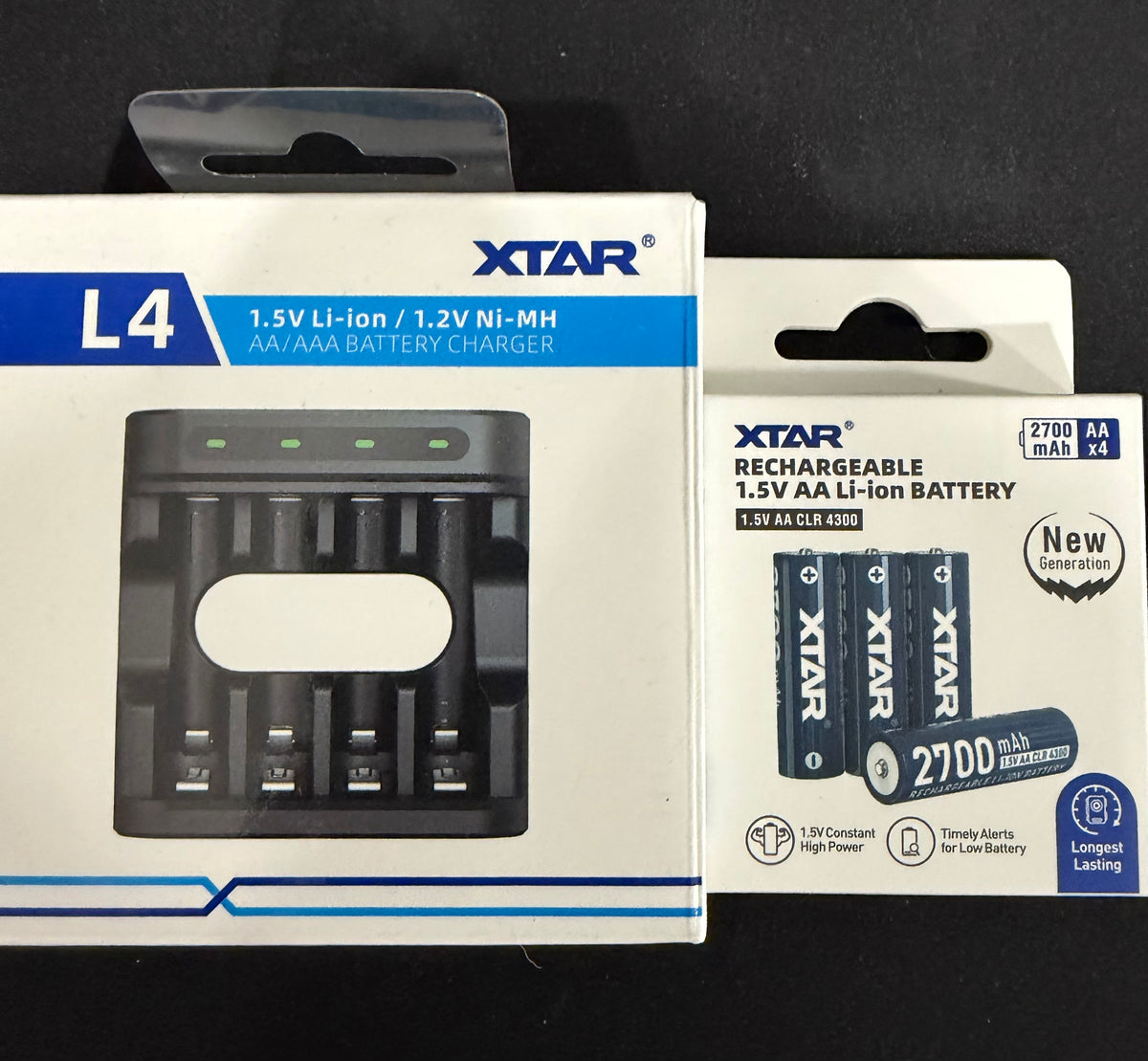 XTAR AA CLR 4300 Rechargeable Batteries (4-pack) + Xtar L4 Charger