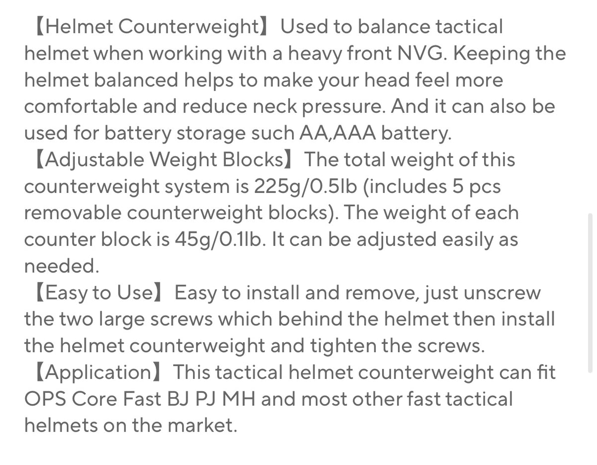 Helmet Counterweight Pouch with Weights