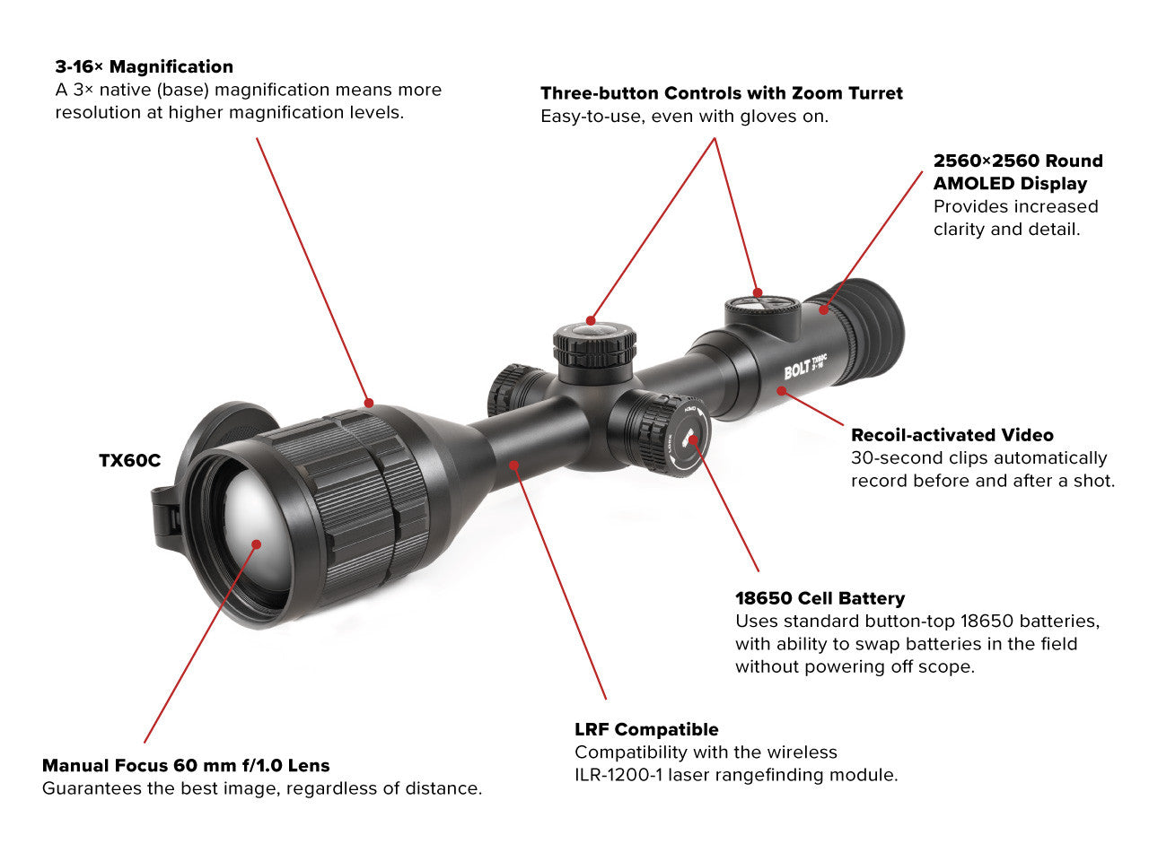 IRAY BOLT TX60C Thermal Weapon Sight 1024x1024 60mm with Free LRF