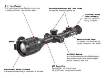IRAY BOLT TX60C Thermal Weapon Sight 1024x1024 60mm with Free LRF