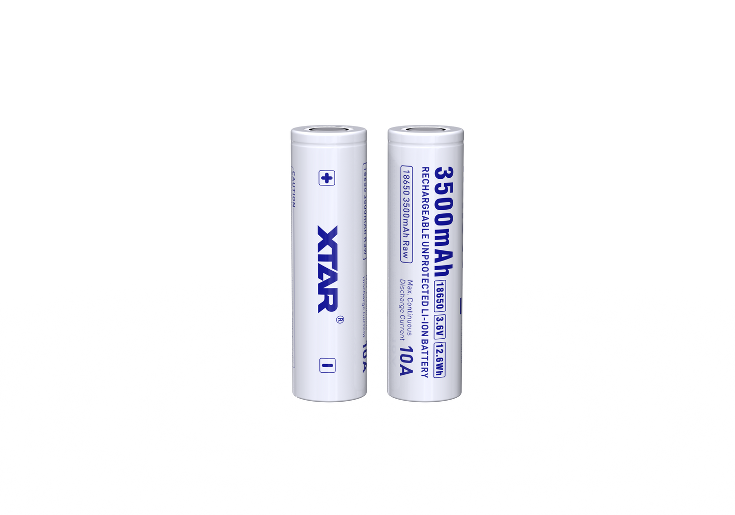 2- XTAR 18650 3500mah Flat top (unprotected) Batteries (2 Pack)