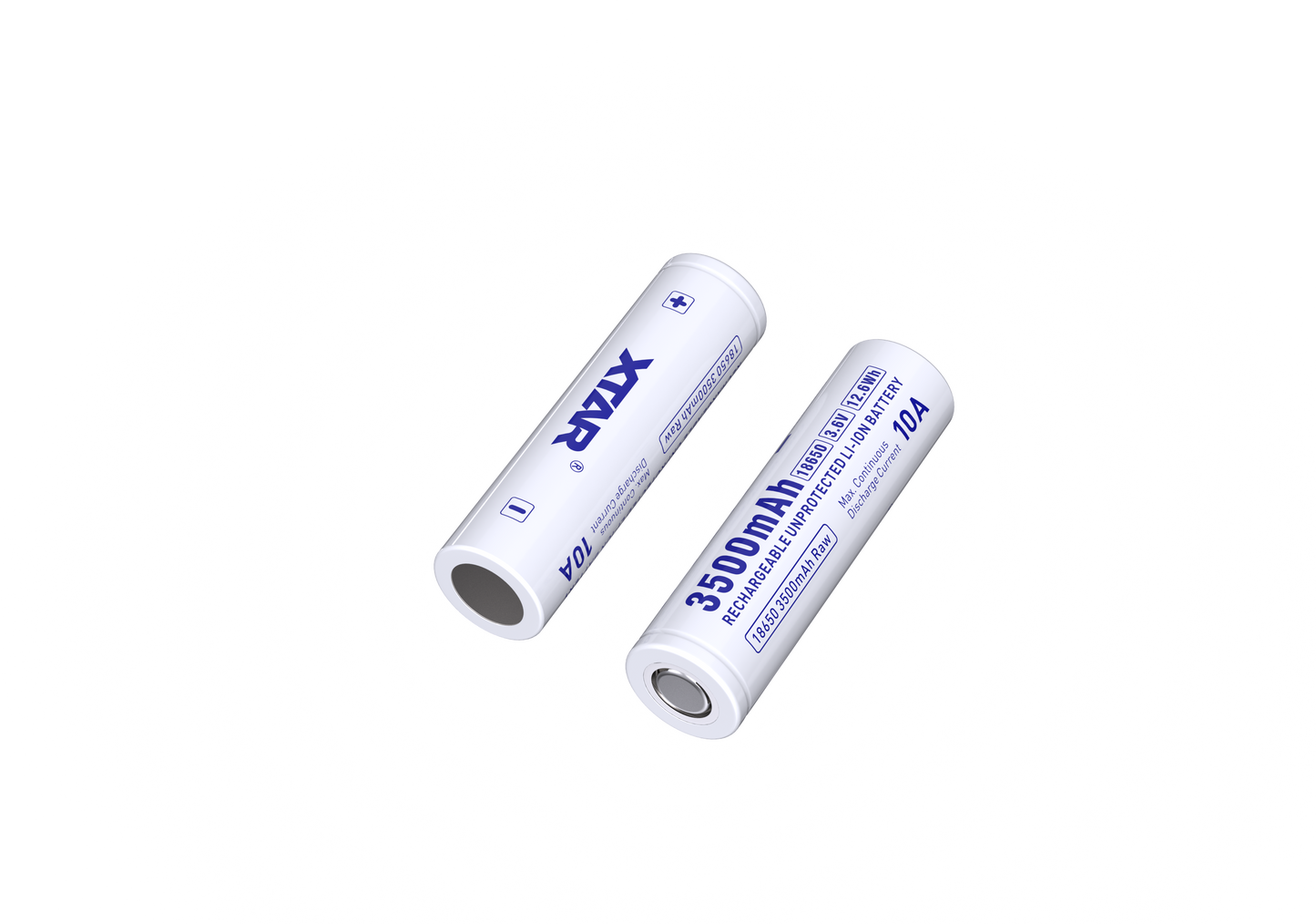 2- XTAR 18650 3500mah Flat top (unprotected) Batteries (2 Pack)