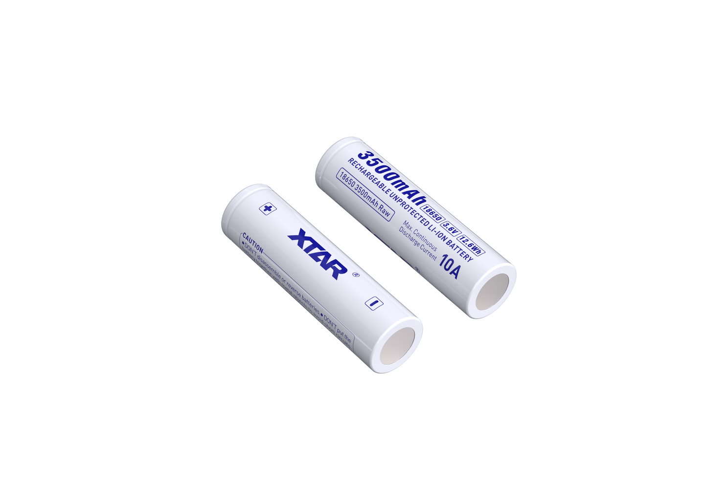 2- XTAR 18650 3500mah Flat top (unprotected) Batteries (2 Pack)