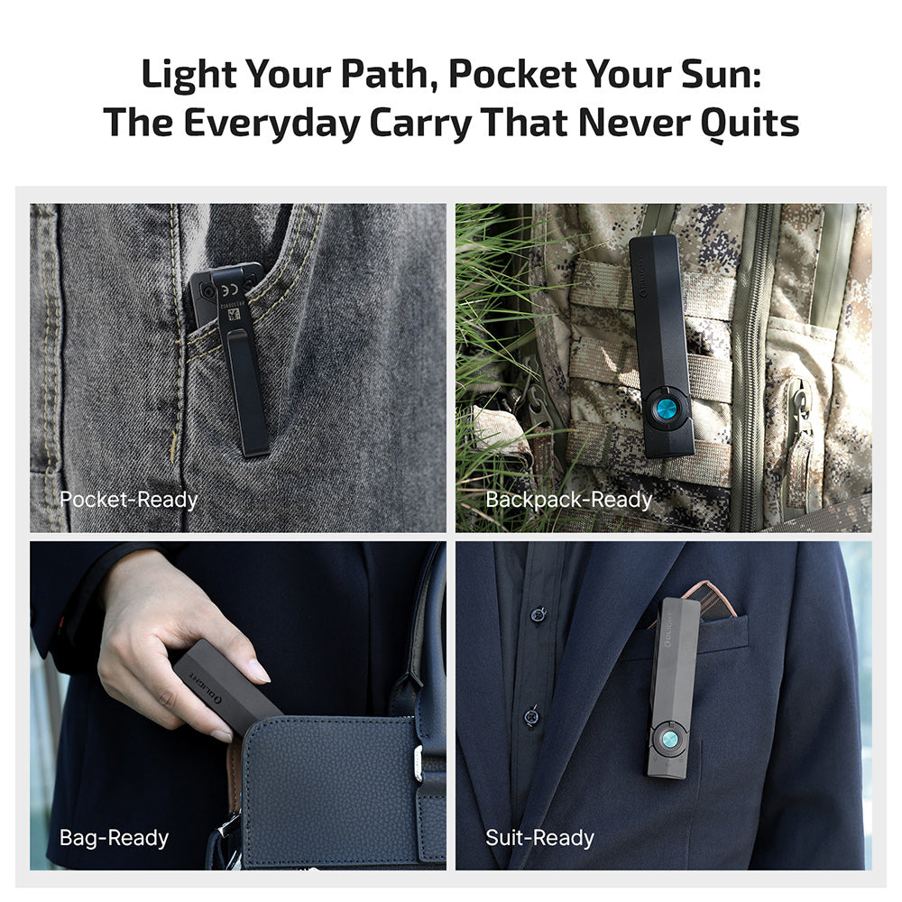 Olight ArkPro 3R CW- Flat Unibody EDC Flashlight with Multi-Light Sources (Matte Black)