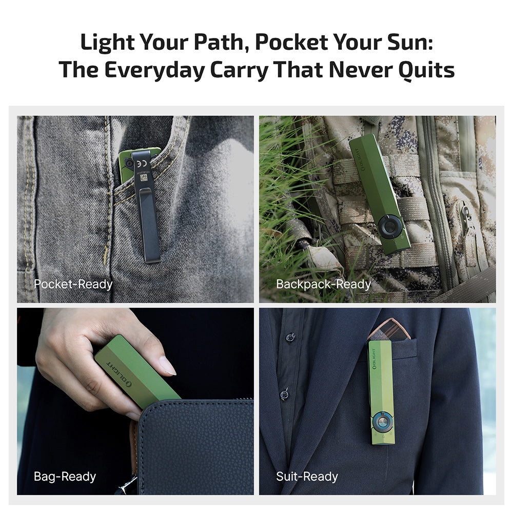 Olight ArkPro 3R CW – Flat Unibody EDC Flashlight with Multi-Light Sources (OD Green)