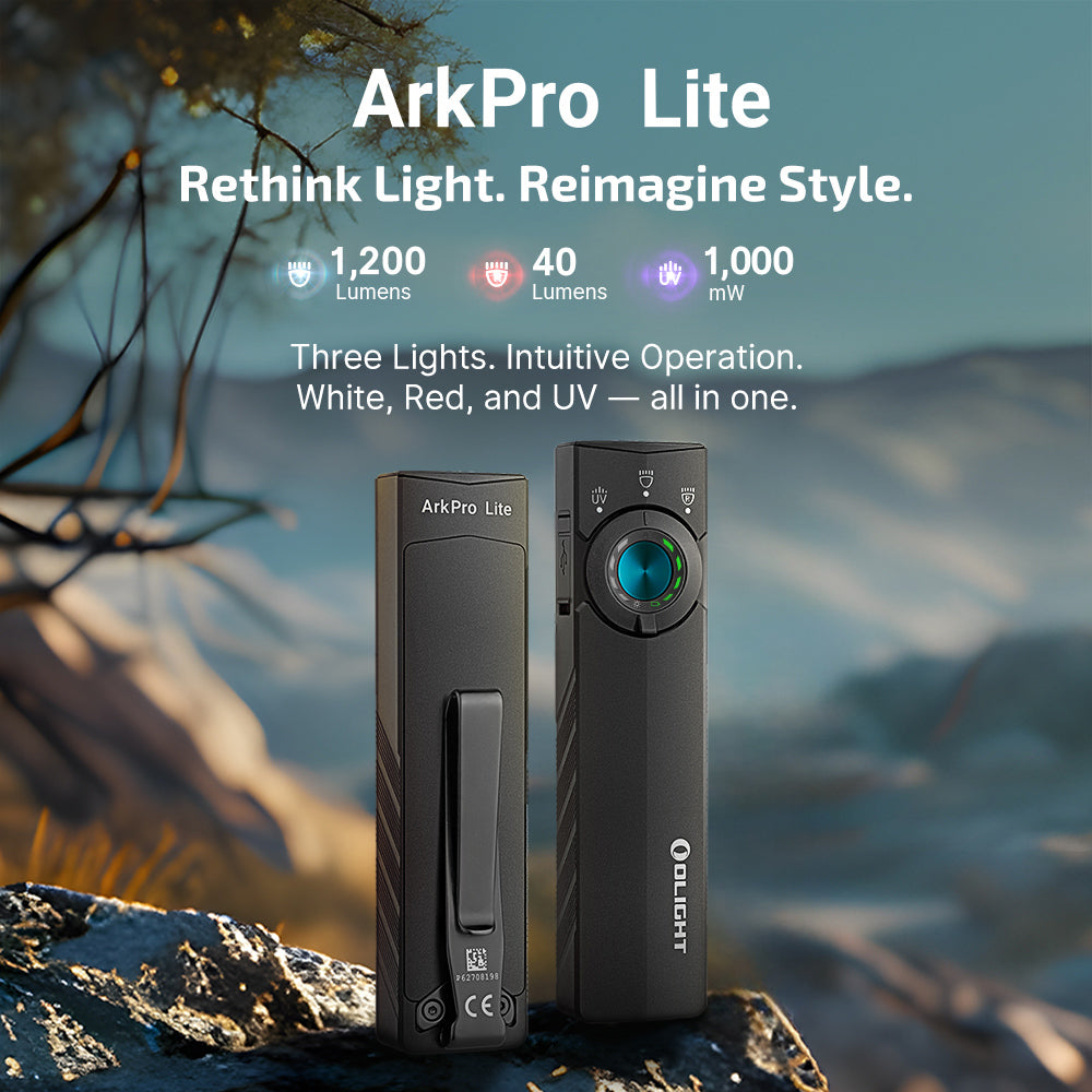 Olight ArkPro Lite – Flat Unibody EDC Flashlight with Multi-Light Sources (Black)