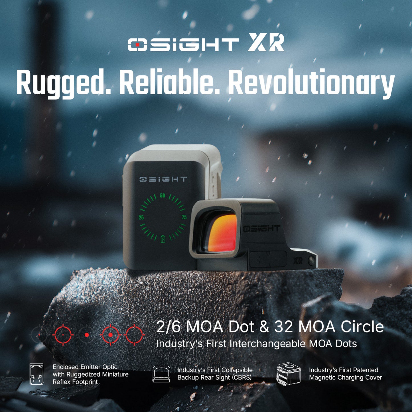 Olight Osight XR Enclosed Red Dot Sight with Ruggedized Miniature Reflex Footprint and 2/6+32 MOA Multi-Reticle System