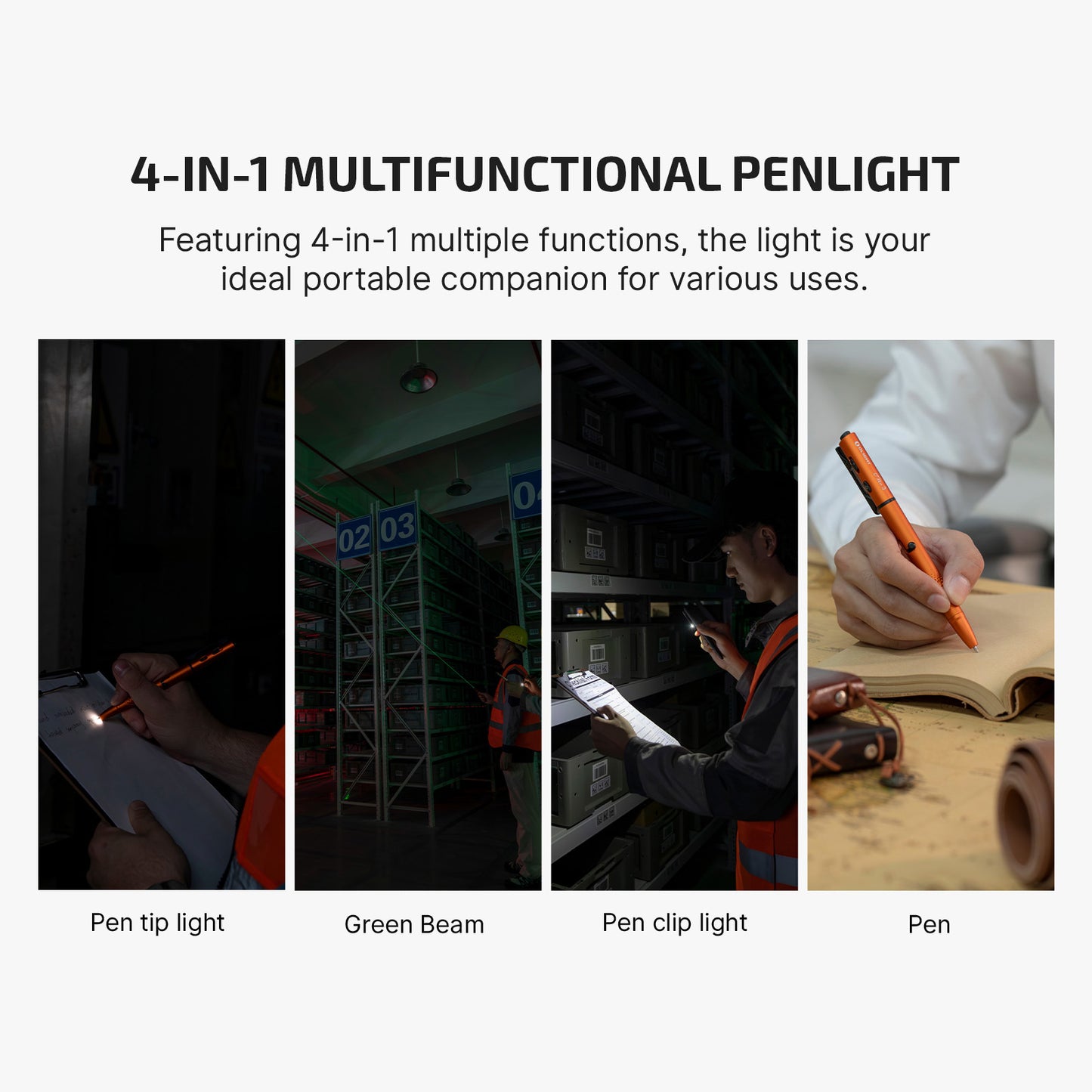 Olight O'Pen 3 Multifunctional Pen Light with 120 Lumens & Green Laser (ORANGE)