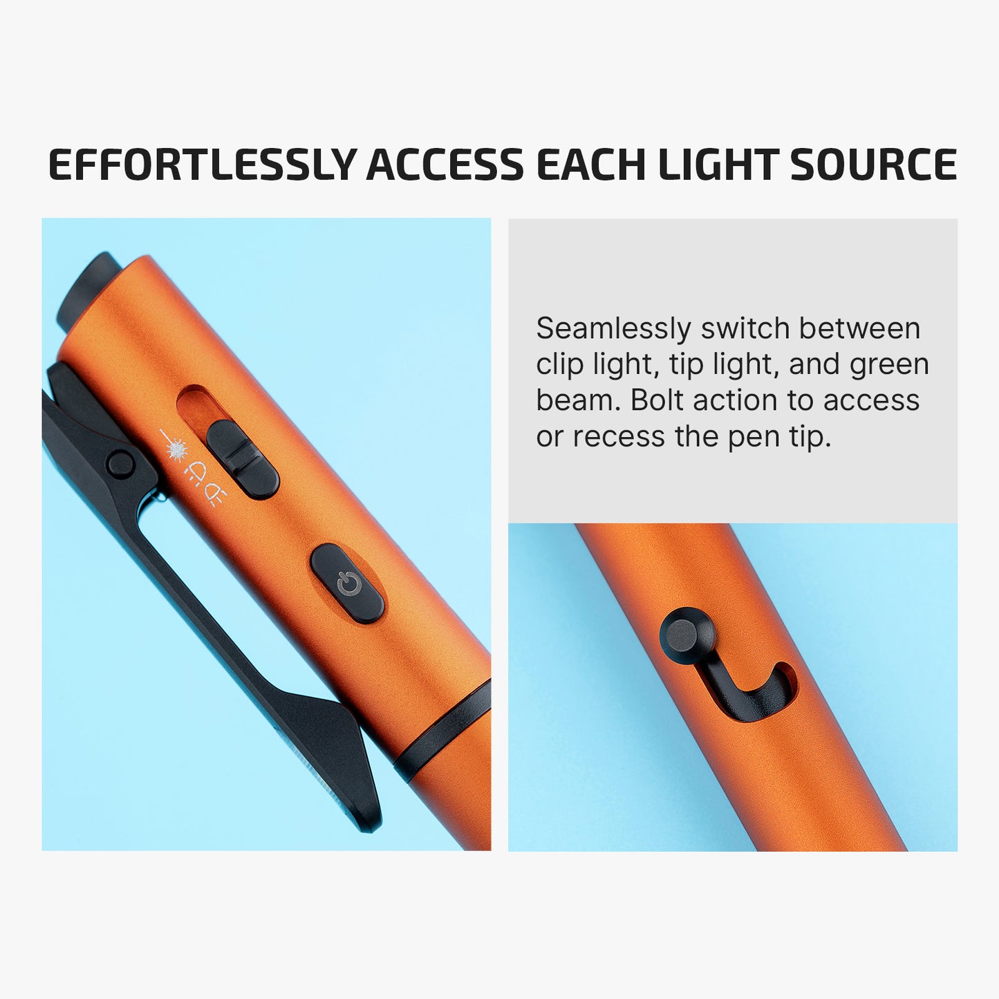 Olight O'Pen 3 Multifunctional Pen Light with 120 Lumens & Green Laser (ORANGE)