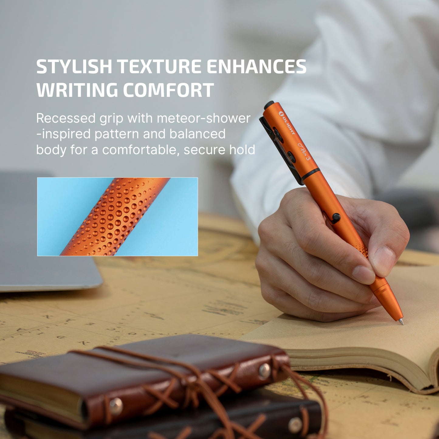 Olight O'Pen 3 Multifunctional Pen Light with 120 Lumens & Green Laser (ORANGE)