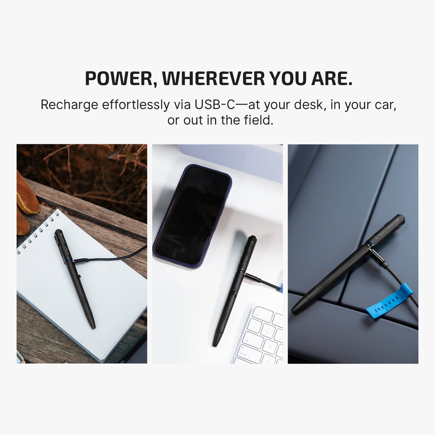 Olight O'Pen 3 Multifunctional Pen Light with 120 Lumens & Green Laser (BLACK)