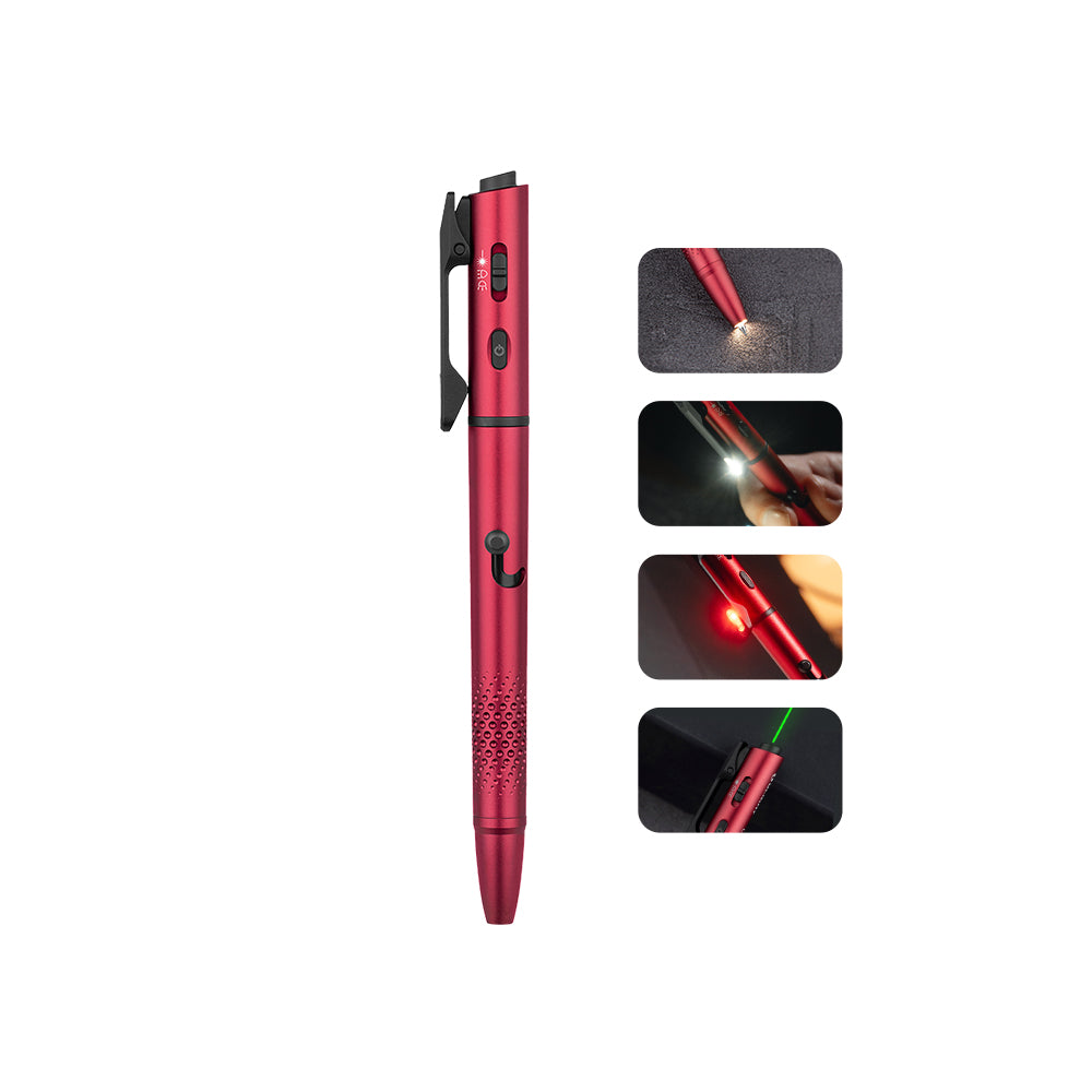 Olight O'Pen 3 Multifunctional Pen Light with 120 Lumens & Green Laser (Wine Red)