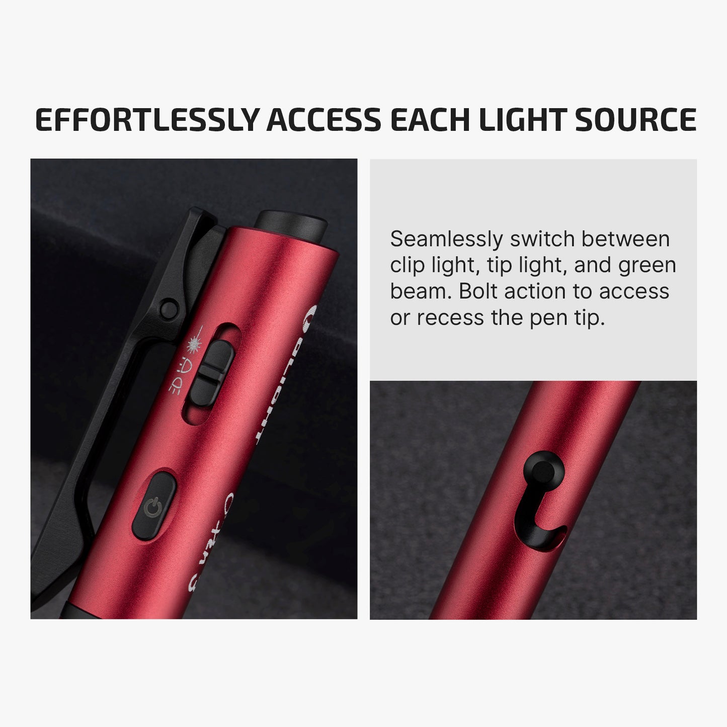 Olight O'Pen 3 Multifunctional Pen Light with 120 Lumens & Green Laser (Wine Red)